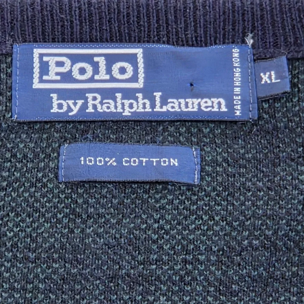Polo Ralph Lauren vest mans XL plaid blue and green 100% cotton sleeveless‎ EUC
